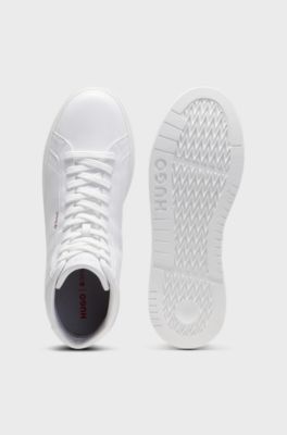 High-top trainers in faux leather, White