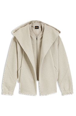 Loose-fit zip-up sweatshirt in melange jersey