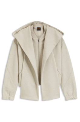 Loose-fit zip-up sweatshirt in melange jersey 4