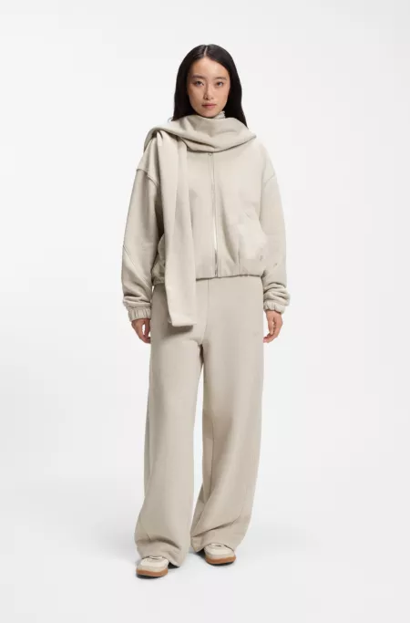 Loose-fit zip-up sweatshirt in melange jersey