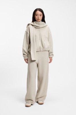 Loose-fit zip-up sweatshirt in melange jersey 2