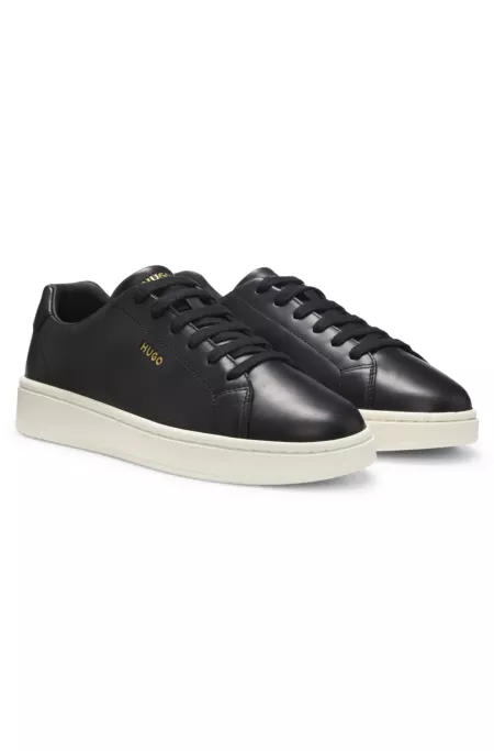 Nappa-leather trainers with gold-tone logo