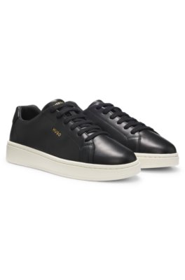 Nappa-leather trainers with gold-tone logo