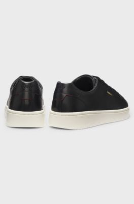 Nappa-leather trainers with gold-tone logo, Black