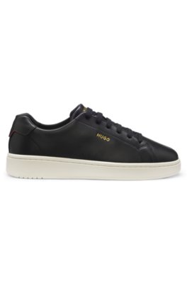 Hugo Nappa-leather trainers with gold-tone logo låga sneakers herr – bild 3