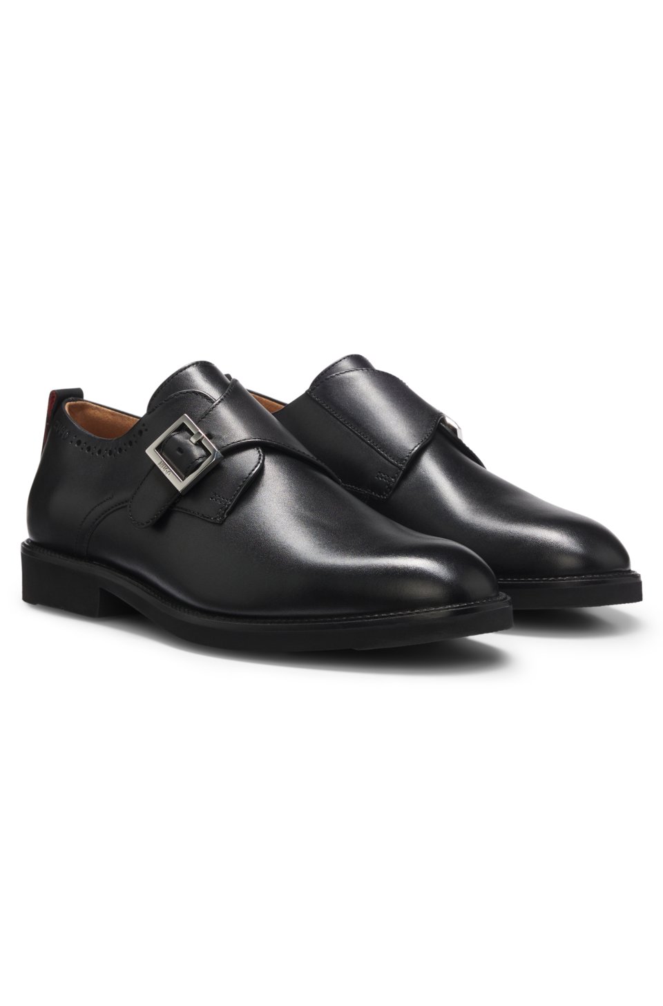 Leather monk shoes with brogue details