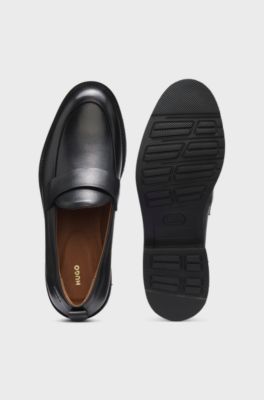 Leather loafers with penny trim, Black