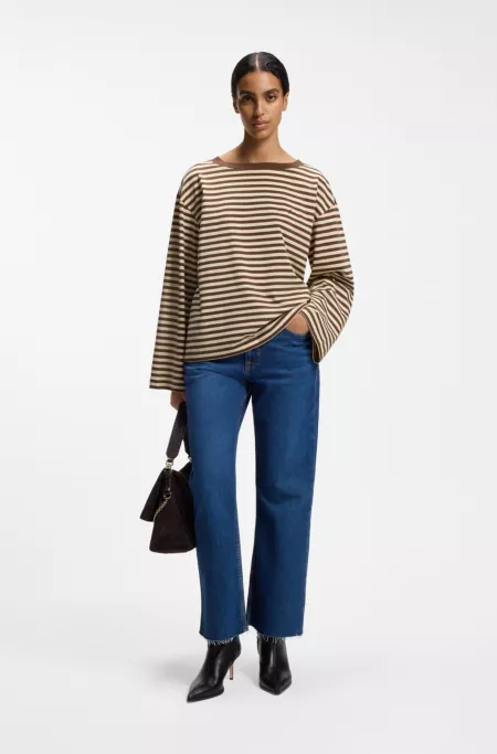 Relaxed-fit striped top in cotton jersey