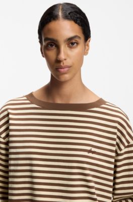 Relaxed-fit striped top in cotton jersey, Patterned