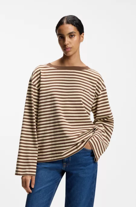 Relaxed-fit striped top in cotton jersey