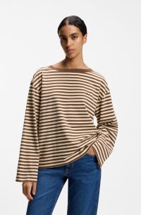 Relaxed-fit striped top in cotton jersey, Patterned
