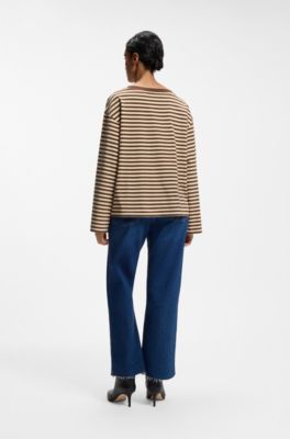 Relaxed-fit striped top in cotton jersey, Patterned