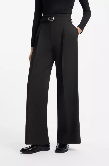 Pantalon Relaxed ceinturé en tissu stretch