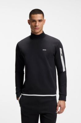 Crew-neck sweatshirt in a cotton blend, Dark Blue