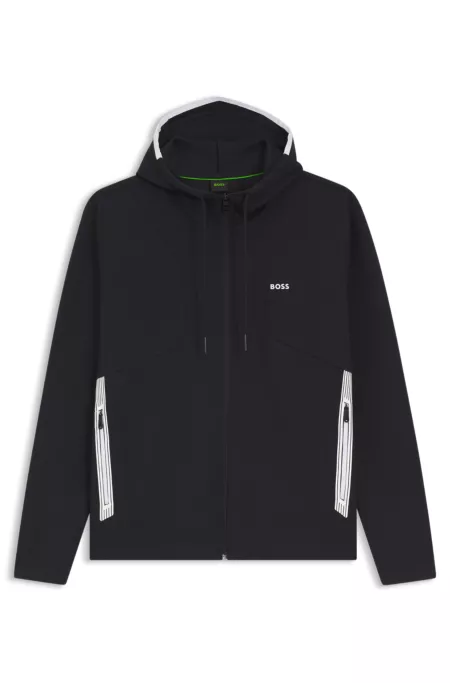 Zip-up hoodie in a cotton blend with contrasting details