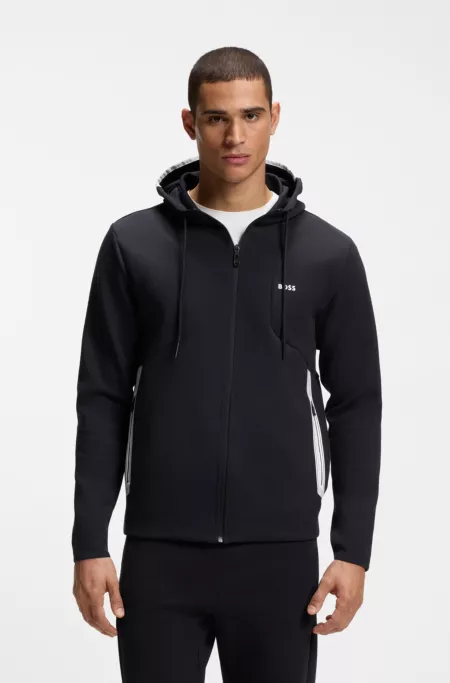Zip-up hoodie in a cotton blend with contrasting details