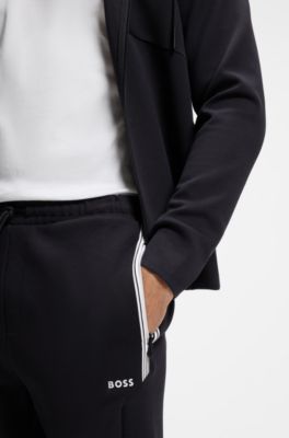 Pantalon en jersey de coton m&eacute;lang&eacute; avec cordon de serrage, Bleu fonc&eacute;