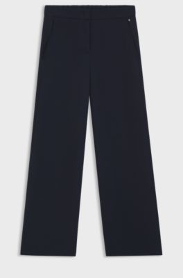Wide-leg trousers in crease-resistant performance twill, Dark Blue