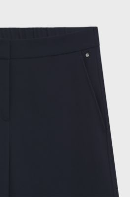 Wide-leg trousers in crease-resistant performance twill, Dark Blue
