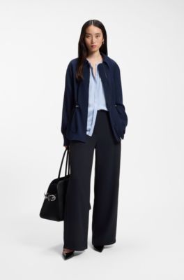 Wide-leg trousers in crease-resistant performance twill, Dark Blue