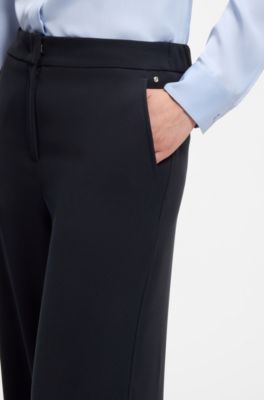 Wide-leg trousers in crease-resistant performance twill, Dark Blue