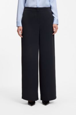 Wide-leg trousers in crease-resistant performance twill, Dark Blue