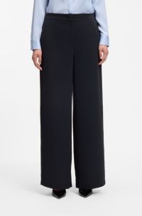 Wide-leg trousers in crease-resistant performance twill, Dark Blue