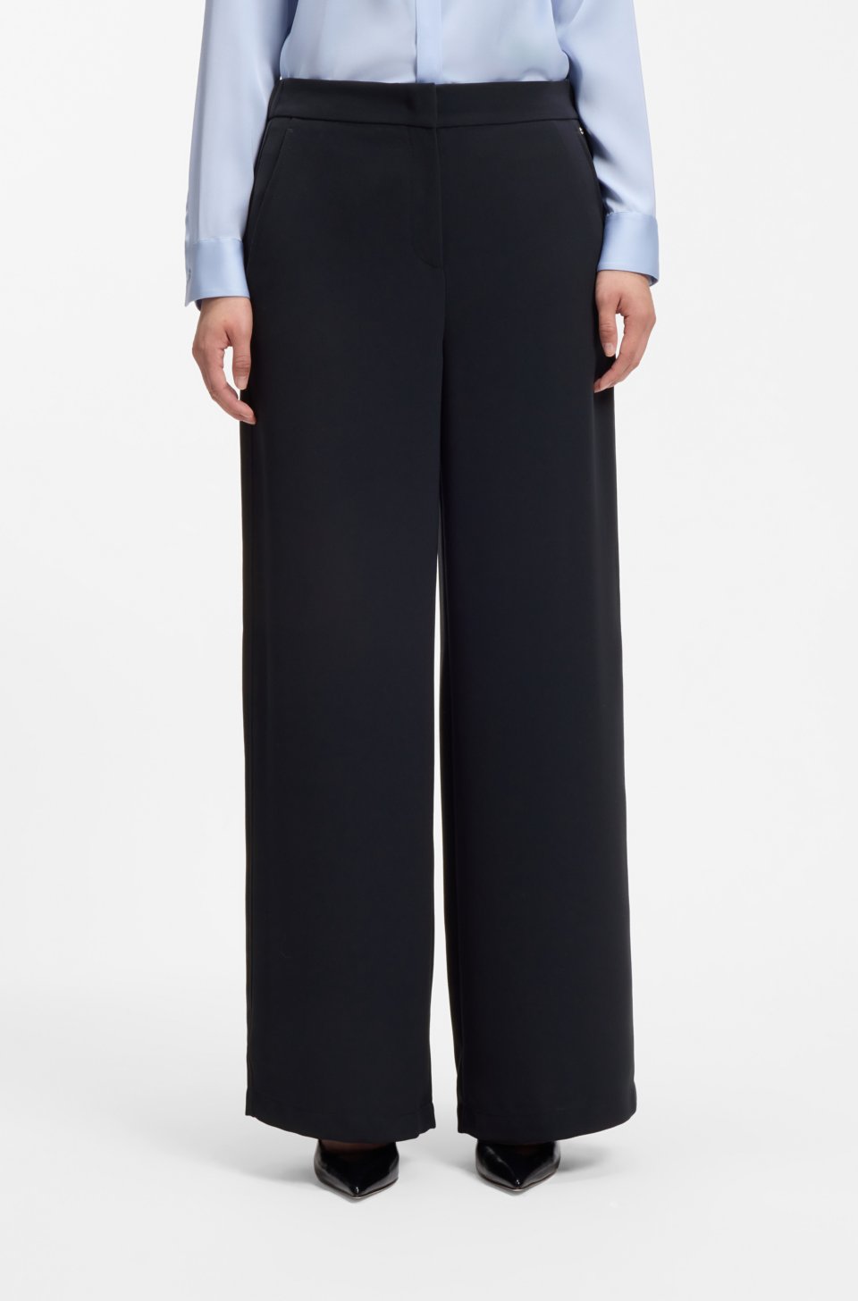 Wide-leg trousers in crease-resistant performance twill