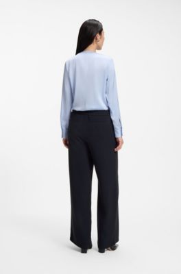 Wide-leg trousers in crease-resistant performance twill, Dark Blue