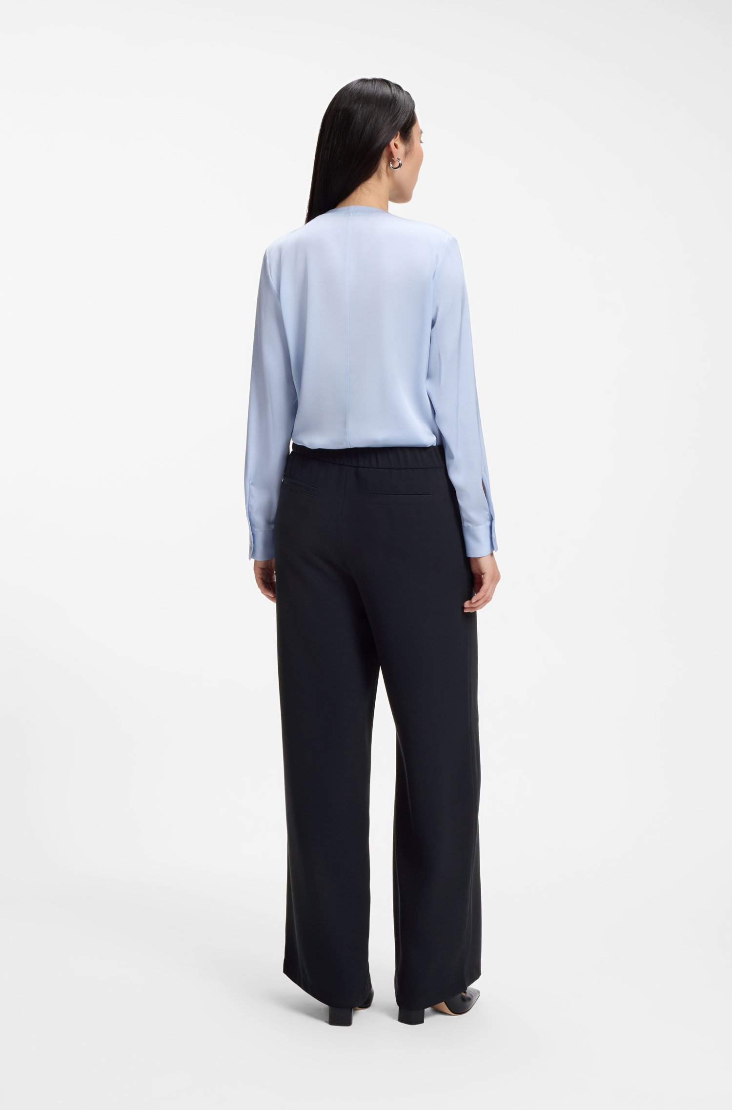 Boss Wide-leg trousers in crease-resistant performance twill byxor dam – bild 2