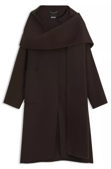 Manteau en laine mélangée à écharpe détachable