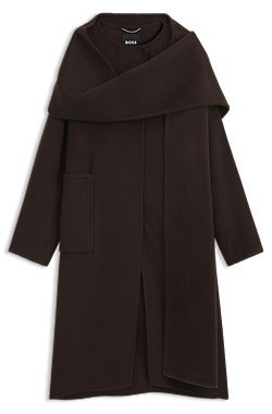 Wool-blend coat with detachable scarf
