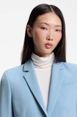 Regular-fit blazer with modern sleeve slits, Light Blue