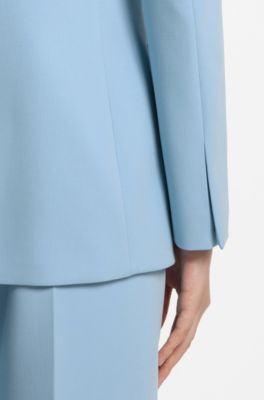 Regular-fit blazer with modern sleeve slits, Light Blue
