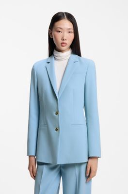 Regular-fit blazer with modern sleeve slits, Light Blue