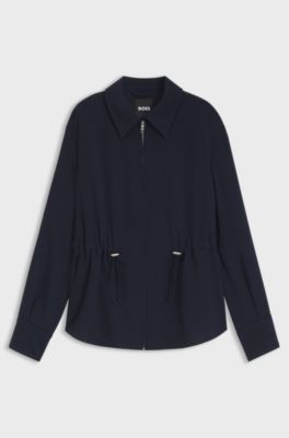 Crease-resistant jacket with adjustable drawstring waist, Dark Blue