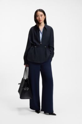 Crease-resistant jacket with adjustable drawstring waist, Dark Blue