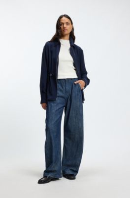 Crease-resistant jacket with adjustable drawstring waist, Dark Blue