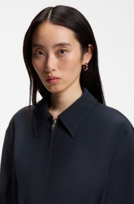 Crease-resistant jacket with adjustable drawstring waist, Dark Blue