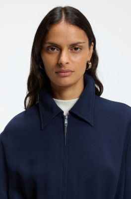 Crease-resistant jacket with adjustable drawstring waist, Dark Blue