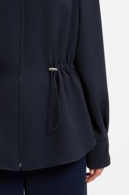 Crease-resistant jacket with adjustable drawstring waist, Dark Blue
