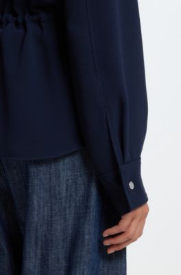 Crease-resistant jacket with adjustable drawstring waist, Dark Blue