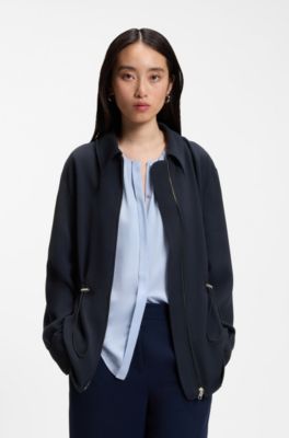Crease-resistant jacket with adjustable drawstring waist, Dark Blue