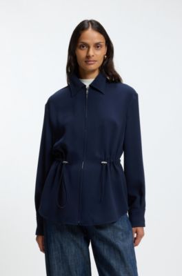 Crease-resistant jacket with adjustable drawstring waist, Dark Blue