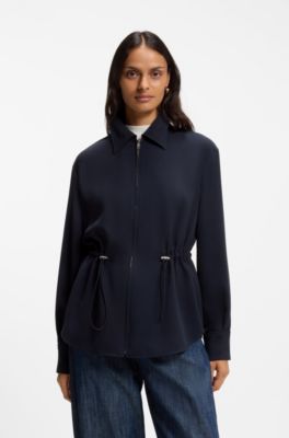 Crease-resistant jacket with adjustable drawstring waist, Dark Blue