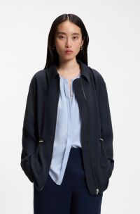 Crease-resistant jacket with adjustable drawstring waist, Dark Blue