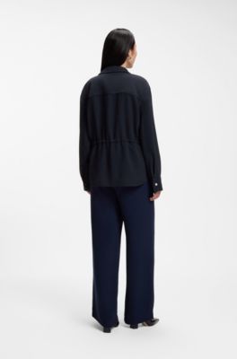 Crease-resistant jacket with adjustable drawstring waist, Dark Blue