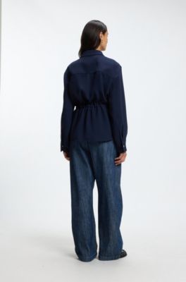 Crease-resistant jacket with adjustable drawstring waist, Dark Blue