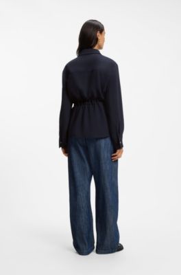Crease-resistant jacket with adjustable drawstring waist, Dark Blue