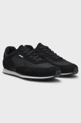 Sneakers stringate in ripstop con suola in gomma EVA, Nero